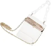 [WESIEVYA] Messenger Bag Beige Tote Bag for Women Wedding Purse Transparent x Clear Bag Chain Medium Tote Bag Mini Bag Small Shoulder Bag Clear Clutch Belt Bag Acrylic White