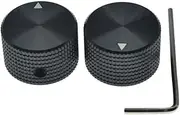 KAISH 2pcs 63/64"(25mm)Diam. Aluminium Potentiometer Knobs 1/4" Universal Metal Pot Knobs with Indicator and Set Screw for Guitar/Bass/AMP Amplifier/Power Amplifier/Preamps/Audio Equipments Black