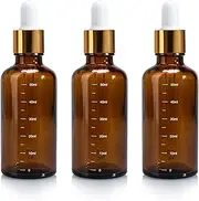 KoMe 50ml Graduated Glass Dropper Bottles, Pack of 3 – Precision Measurement Dispenser for Essential Oils, Lab Use, and Serums