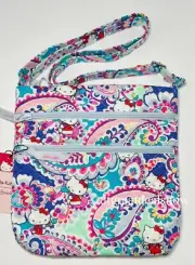 Vera Bradley Hello Kitty Paisley Triple Zip Hipster Crossbody Bag Purse