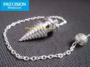Silver Psychic Wave Solid Metal Precision Pendulum with Chain Dowsing Divination