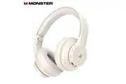 Monster Mission100 Over-Ear Headphones Portable Stereo Sound BT Headphones AI Noise Cancelling Wireless Headset for Travel Home Office (Ivory White)