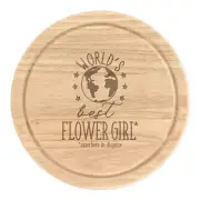 World's Best Flower Girl Round Chopping Cheese Board Favourite Wedding Favour