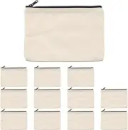 12 Pcs Canvas Makeup Bags DIY Craft Zipper Bags Pouches Pencil Case Make Up