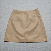 Ted Baker Mini Skirt Womens Faux Leather Camel Sz 2 NWT