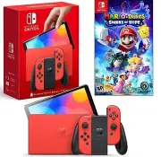 NEW Nintendo Switch OLED Mario Red LIMITED Edition +Mario Rabbids Sparks of Hope
