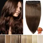 One Piece Thick Clip In 100% Real Remy Human Hair Extensions 3/4 Full Head Brown