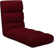 Folding Floor Chair Wine Red Faux Leather Comfortable Adjustable Seating Home Decor