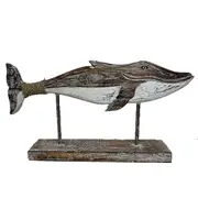 Coastal Beach Orca Whale on Stand Home Decoration