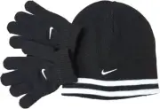 Nike Boys Reversible Beanie and Gloves Set, Black, 8-20