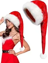 Unisex Long Santa Hats Xmas Christmas Hats for Adults Keep Warm Winter Christmas Costume