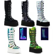 Pleaser Demonia Knee High Back Metal Zip Adult Men Shoes Boots Dam318