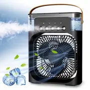 USB Powered Misting Fan Mini Air Cooler 3 Speeds Powerful USB Desk Fan-Black