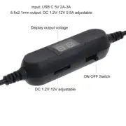 50cm USB C to 3V 4.5V 6V 9V 12V Voltages Display Cable for Toy Games LED
