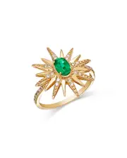 Bloomingdale's Fine Collection Emerald & Diamond Starburst Ring in 14K Yellow Gold