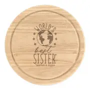 World's Best Sister Round Chopping Cheese Board Funny Gift Present