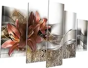 COOPHYA Set of 5 Lily Canvas Art Abstract Flower Painting Modern Wall Decor Home Decorati