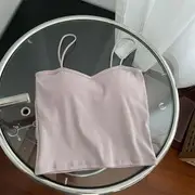 Plain Cropped Camisole Top Pink - One Size