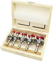 Meichoon Forstner Drill Bit 5 Pieces 15mm 20mm 25mm 30mm 35mm Carbon Steel Adjustable Positioning Woodworking Hinge Hole Drilling Boring Bit for Soft and Hard Wood