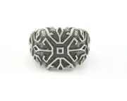 Adjustable Signet Ring Antique Silver Plated brass (21mm 11US inner size) 2579