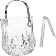 CLISPEED Handheld Glass Ice Bucket with Handle Stylish Storage Barrel for Ice Cubes for Wine Beer for Parties Restaurants Bars and Home Use