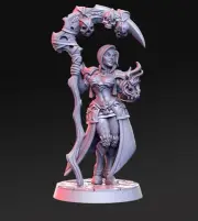 Deera, Female Necromancer Miniature - Demon Woman Undead Death Mage D&D DnD RPG