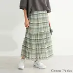 GREEN PARKS 透明感素面/格紋百褶裙