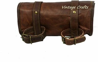 Motorcycle Saddle Bag Tool Round Roll For All Bike Bag Genuine Durable Leather