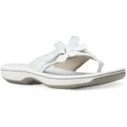 Clarks Womens Brinkley Flora Faux Leather Slip On Thong Sandals Shoes BHFO 0913
