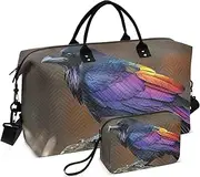 [ZRYSMY] Duffel Bag for Traveling, Crow Rock Colorful Travel Bag Gym Bag, with Multiple Interior Pockets Shoulder Weekender Bag for Women Men with Toiletry Bag 20.5L x 1.9W x 13.8H, Multi-Colored, one