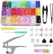 Mardatt 405 Pcs Snaps Plastic Buttons with Snaps Pliers Set 24 Color Plastic No-Sew Buttons Snaps Fasteners Setter Hand Tools with Sewing Clips for Clothes Sewing, DIY Projects in Storage Box