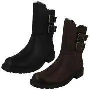 Ladies Clarks Leather Zip Fastening Warmlined Casual Ankle Boots Orinoco2 Buckle