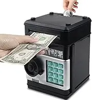 ATM Piggy Bank Electronic Password Cash Coin Bank,Money Saving Box for Kids,Boys Girls Best Gift (Black)