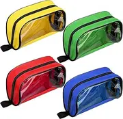 4 Pcs Empty First Aid Bag Color Coded Kit Accessory Pouches Zippered Organizer Storage Pouch Case With Transparent Window for Medical Supplies Travel, 4 Colors
