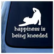 Happiness is Being KNEEDED - Cat - White Vinyl Decal Car Window Laptop Tablet