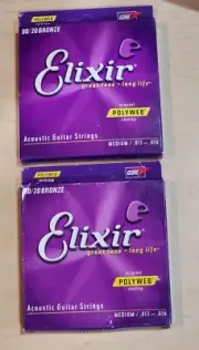 Elixir 80/20 Bronze Polyweb .013-.055 6-string Acoustic Guitar(2-pack)