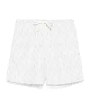 geometric-print swim shorts S White