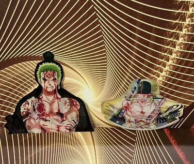 2 Pieces 3D Lenticular Motion Car Sticker Decal One Piece Roronoa Zoro