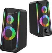 RGB Speakers for PC, RGB Desktop Speakers | USB Powered RGB Speakers with Enhanced Sound, Easy-Access Volume Control for Computer