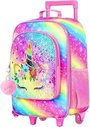 [WZLVO] Kids Luggage for Boys and Girls, Cute Dinosaur Unicorn Rolling Wheels Suitcase for Toddler Children, 18''Unicorn JMD Pink, One Size, Wheels