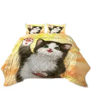 Cute Cat Designs Hi Five Black White Kitten Coverlet