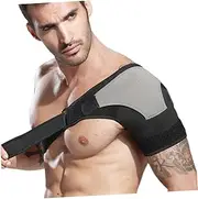 Anneome Adjustable Shoulder Pads for Men Shoulder Strap Support Breathable Wrap Contour Shoulderpad Protection Gear Grey Left