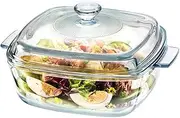 NUTRIUPS Small Square Casserole Dish with Lid Oven Safe Covered Glass Casserole Dish 7.8 Inches Glass Microwave Bowls With Glass Lids Casserole Cookware (Small-1.5L)