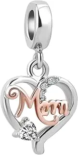 [LovelyCharms] Love Mom Mother Heart Charm Dangle Bead for European Bracelet (Yellow)