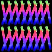 AUOHTOWRT 102pcs Giant Foam Glow Sticks,Light up Batons,Foam Glow Sticks for Wedding,3 Multi-modes Color Flashing Wand for Party Supplies Kids Party,Birthday,Weddings,Gifts for Kids