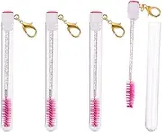 BELLIFFY 4pcs Mascara Brush Lash Brow Comb Mini Makeup Gadgets DIY Lash Wand Tube Eyelash Extension Tool Empty Bottle Rosy Acrylic