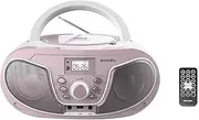 Roxel RCD-S70BT Portable Boombox CD Player with Remote Control, FM Radio, USB MP3 Playback, 3.5mm AUX Input, Headphone Jack, LED Display Wireless Music Streaming(Pink)