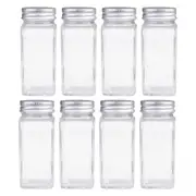 8x Appetito Square Glass Spice Jar w/Metal Lid 115ml Home Kitchen Food Storage