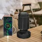 Solar Camping Lantern w/Fan USB Rechargeable for Tents Power Outage(Black BT) AU