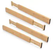 Spring-Loaded, Adjustable Bamboo Kitchen Drawer Dividers, Pick a Size/Quantity!